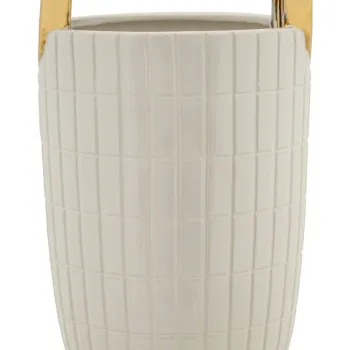 Vaza decorativa Shopping, Mauro Ferretti, 18x25 cm, ceramica, alb/auriu imagine