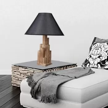 Veioza, Luin, 8300-1M, E27, 60 W, lemn/textil imagine