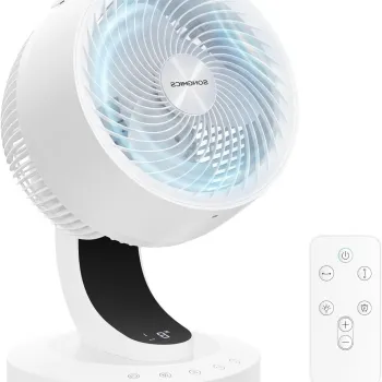 Ventilator de masa Songmics, 20 dB, 8 viteze, telecomanda, oscilatie 70?, alb imagine