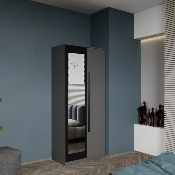 Dulap 2 usi Gri+Oglinda 83 x 192.5 cm - Dallas imagine