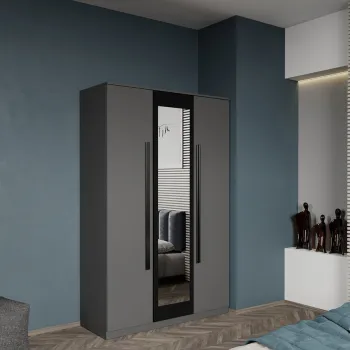 Dulap 3 usi Gri+Oglinda 124 x 192,5 cm - Dallas imagine