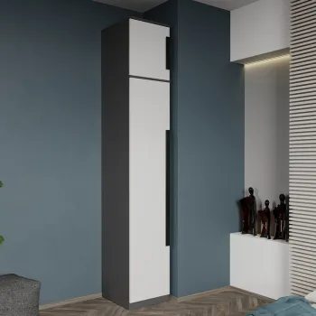 Dulap dormitor 1 usa Gri cu Alb 41 x 240,3 cm - Dallas imagine