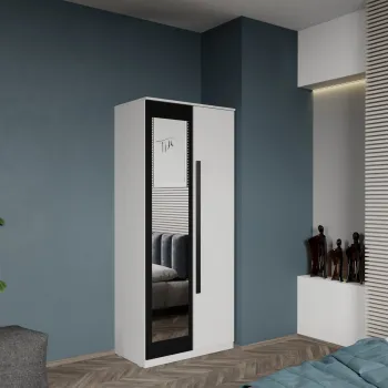 Dulap dormitor 2 usi Alb+oglinda 83 x 192.5 cm - Dallas imagine