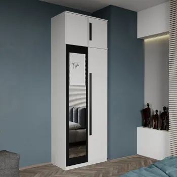 Dulap dormitor 2 usi Alb+oglinda 83 x 240,3 cm - Dallas imagine