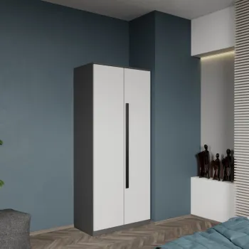 Dulap dormitor 2 usi Gri cu Alb 83 x 192,5 cm - Dallas imagine