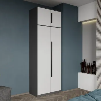 Dulap dormitor 2 usi Gri cu Alb 83 x 240,3 cm - Dallas imagine