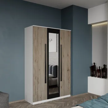 Dulap dormitor 3 usi San Remo+Oglinda 124 x 192,5 cm - Dallas imagine