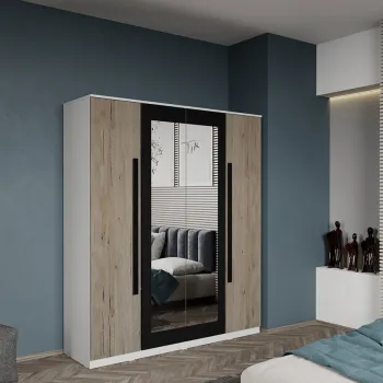 Dulap dormitor 4 usi San Remo+oglinda 164,4 x 192,5 cm - Dallas imagine