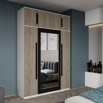 Dulap dormitor 4 usi San Remo+oglinda 164,4 x 240,3 cm - Dallas imagine