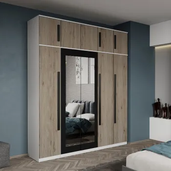 Dulap dormitor 5 usi San Remo + oglinda 205,4 x 240,3 cm - Dallas imagine