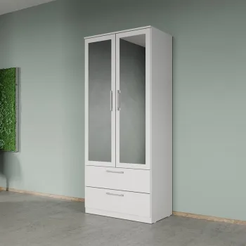 Dulap dormitor Alb 2U cu oglinda - Acapulco imagine