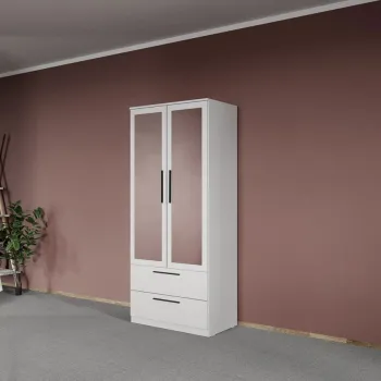 Dulap dormitor Alb 2U cu oglinda - Madrid imagine