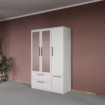 Dulap dormitor Alb 3U cu oglinda - Madrid imagine