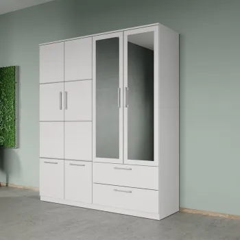 Dulap dormitor Alb 4U cu oglinda - Acapulco imagine