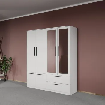 Dulap dormitor Alb 4U cu oglinda - Madrid imagine
