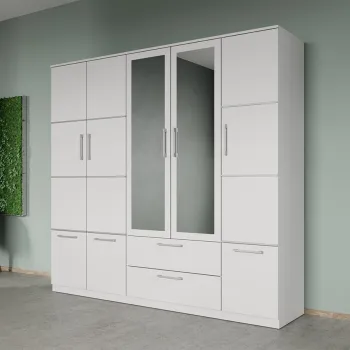 Dulap dormitor Alb 5U cu oglinda - Acapulco imagine