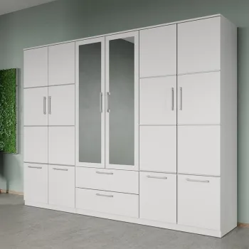 Dulap dormitor Alb 6U cu 2 oglinzi - Acapulco imagine