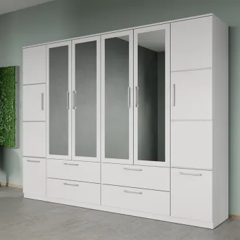 Dulap dormitor Alb 6U cu 4 oglinzi - Acapulco imagine