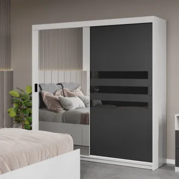 Dulap dormitor Gri+Oglinda 184 - Glass imagine