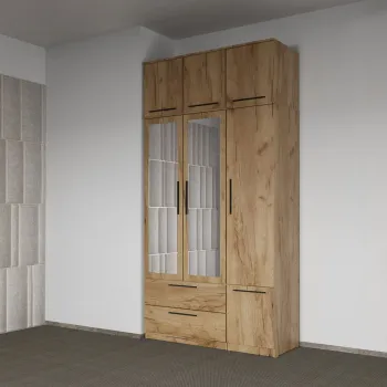 Dulap dormitor Stejar 3U cu oglinda+suprapozabil - Madrid imagine