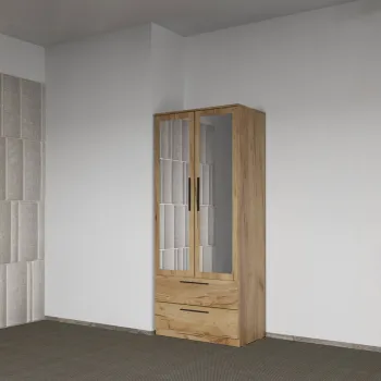 Dulap dormitor Stejar Auriu 2U cu oglinda - Madrid imagine