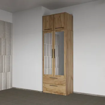 Dulap dormitor Stejar Auriu 2U cu oglinda+suprapozabil - Madrid imagine