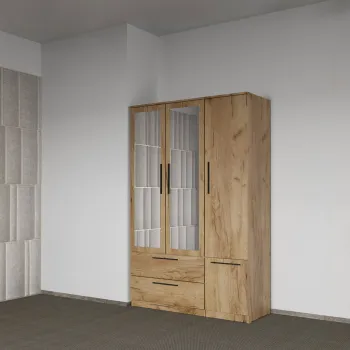 Dulap dormitor Stejar Auriu 3U cu oglinda - Madrid imagine