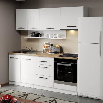 Mobila Bucatarie alba Aroma - 01 - 200 cm imagine