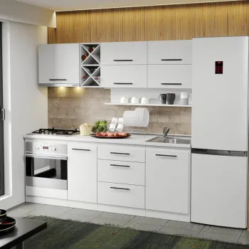 Mobila Bucatarie alba Sofi - 35 - 210 cm imagine
