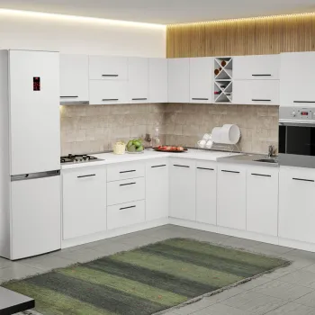 Mobila Bucatarie alba Sofi pe colt - 64 - 270/220 cm imagine