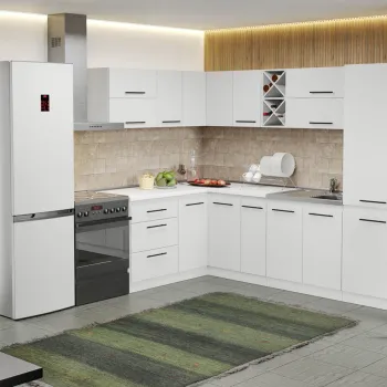 Mobila Bucatarie alba Sofi pe colt - 65 - 270/160 cm imagine