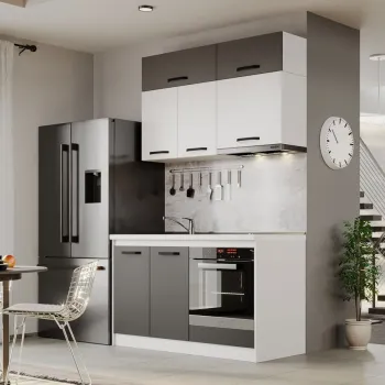 Mobila Bucatarie Fog Alb+Gri - 39 - 140 cm imagine