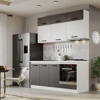 Mobila Bucatarie Fog Alb+Gri - 44 - 180 cm imagine