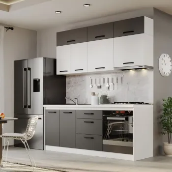 Mobila Bucatarie Fog Alb+Gri - 47 - 200 cm imagine