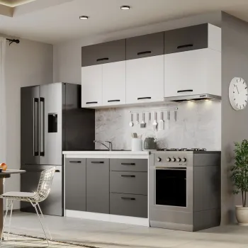 Mobila Bucatarie Fog Alb+Gri - 48 - 200 cm imagine