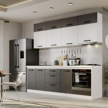 Mobila Bucatarie Fog Alb+Gri - 50 - 240 cm imagine