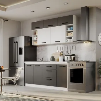 Mobila Bucatarie Fog Alb+Gri - 52 - 180 cm imagine