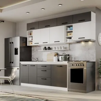 Mobila Bucatarie Fog Alb+Gri - 54 - 260 cm imagine