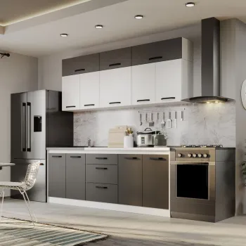 Mobila Bucatarie Fog Alb+Gri - 58 - 220 cm imagine