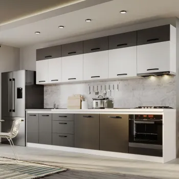 Mobila Bucatarie Fog Alb+Gri - 62 - 320 cm imagine