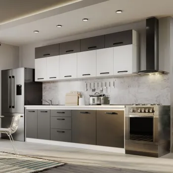 Mobila Bucatarie Fog Alb+Gri - 64 - 260 cm imagine