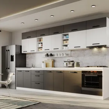 Mobila Bucatarie Fog Alb+Gri - 65 - 340 cm imagine