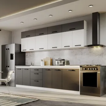 Mobila Bucatarie Fog Alb+Gri - 67 - 280 cm imagine