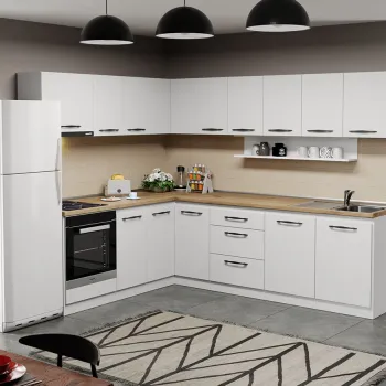 Mobila Bucatarie pe colt alba Aroma - 19 - 260x200 cm imagine