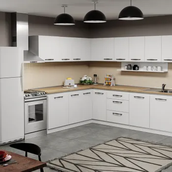 Mobila Bucatarie pe colt alba Aroma - 20 - 260x200 cm imagine