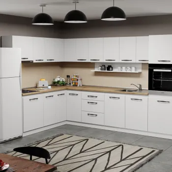 Mobila Bucatarie pe colt alba Aroma - 22 - 320x200 cm imagine