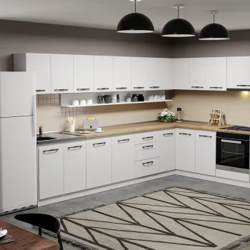 Mobila bucatarie pe colt alba Aroma - 25 - 200x340 cm imagine