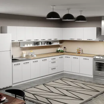 Mobila Bucatarie pe colt alba Aroma - 26 - 200x340 cm imagine