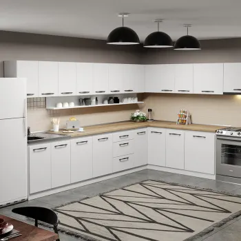 Mobila Bucatarie pe colt alba Aroma - 27 - 260x340 cm imagine