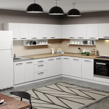 Mobila Bucatarie pe colt alba Aroma - 28 - 260x280 cm imagine